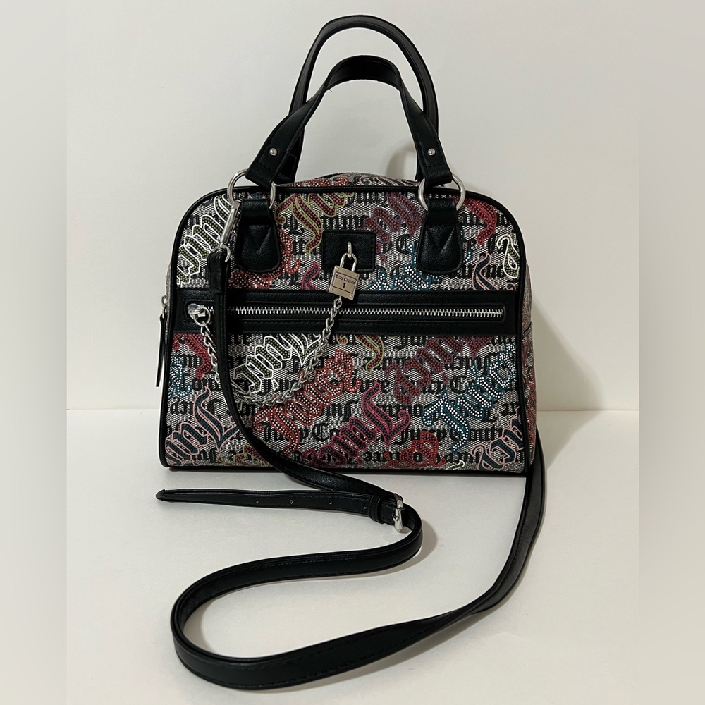 Y2K Juicy Couture Bowler Multicolor Logo Padlock Charm Satchel Bag
